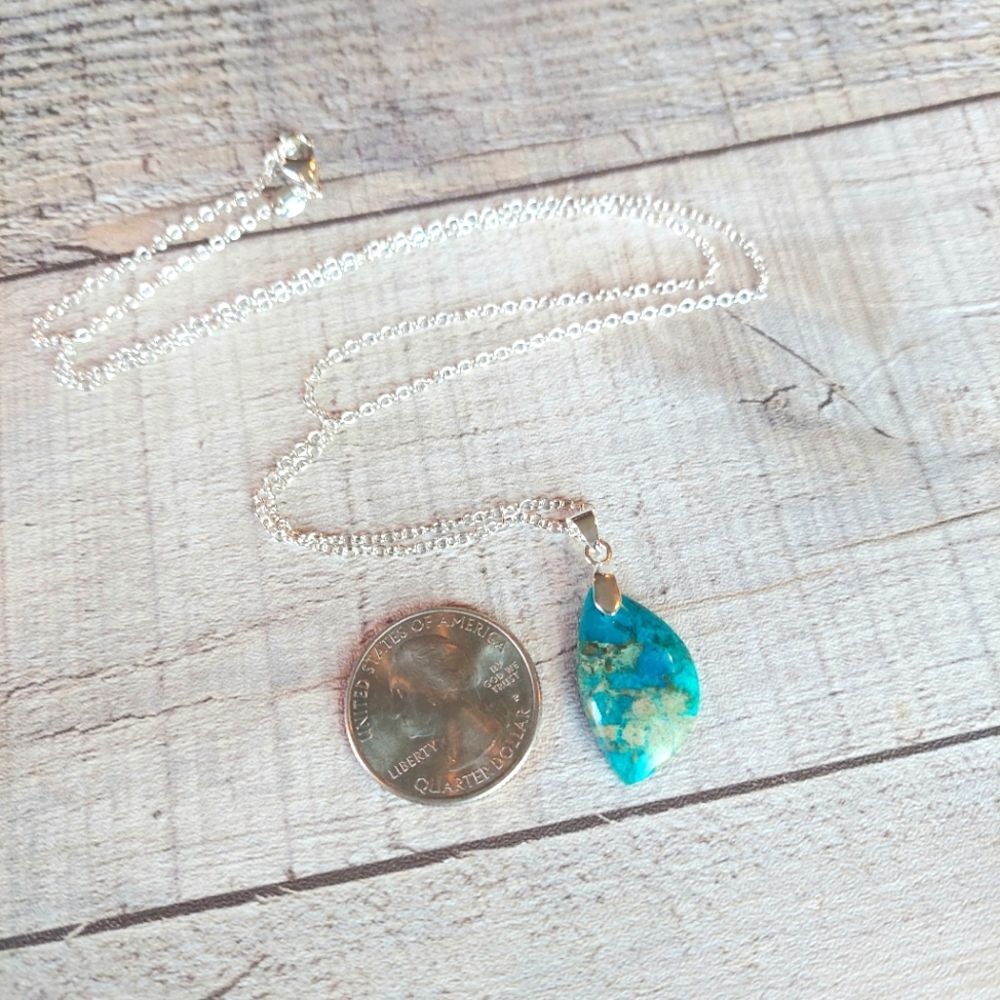 Chrysocolla Necklace Natural Gemstone Pendant - Picture 6 of 6